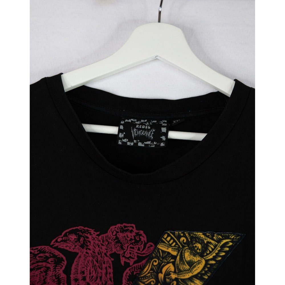 Rebel Vengeance Graphic T-Shirt Mens XXL Black Excellent Streetwear Lightning - Picture 3 of 7